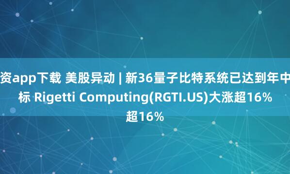配资app下载 美股异动 | 新36量子比特系统已达到年中目标 Rigetti Computing(RGTI.US)大涨超16%