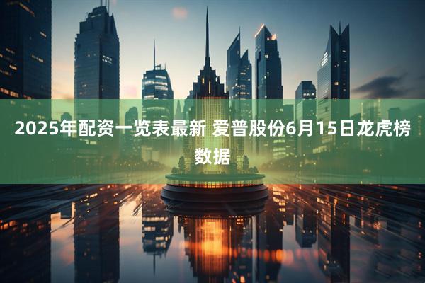 2025年配资一览表最新 爱普股份6月15日龙虎榜数据